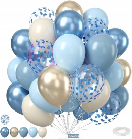 Balony Dekoracja Świąteczna Uniwersalna z konfetti 30cm Niebieskie 50szt