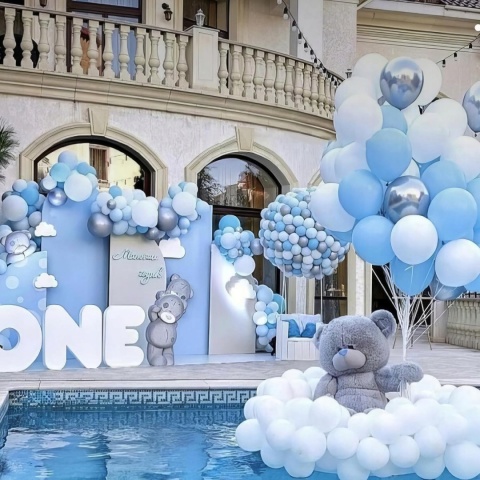 Balony Dekoracja Świąteczna Uniwersalna z konfetti 30cm Niebieskie 50szt
