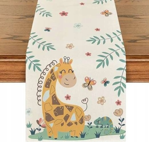 Bieżnik na stół dekoracyjny dla dzieci 40 x 140 cm Wzór Żyrafa