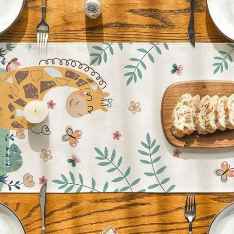 Bieżnik na stół dekoracyjny dla dzieci 40 x 140 cm Wzór Żyrafa