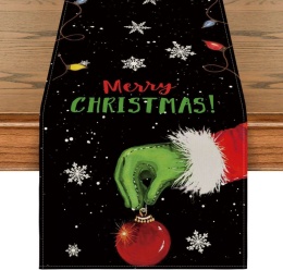 Bieżnik na stół świąteczny materiałowy dekoracja grinch 40 x 180 cm