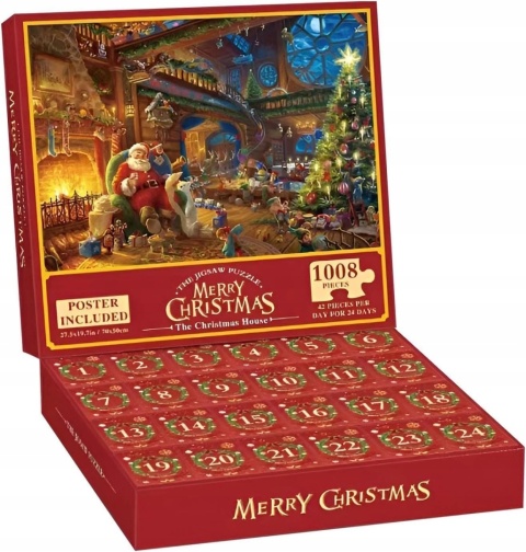 Kalendarz Adwentowy Puzzle Świąteczne Boże Narodzenie 1008 Elementów 24 Dni