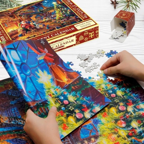 Kalendarz Adwentowy Puzzle Świąteczne Boże Narodzenie 1008 Elementów 24 Dni