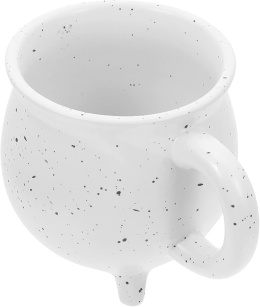 Kubek ceramiczny do kawy kształt kocioł dekoracja 450 ml kolor biały