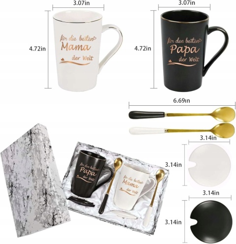Kubki ceramiczne z pokrywką prezent dla mamy i taty 400 ml j. niemiecki