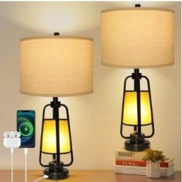 Lampa Stołowa / Biurkowa LED z Dotykowym ściemnianiem i Abażurem Beżowym