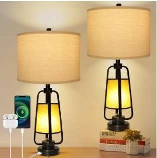 Lampa Stołowa / Biurkowa LED z Dotykowym ściemnianiem i Abażurem Beżowym