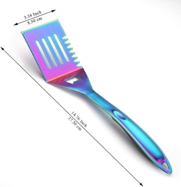 Łopatka Szpatułka Kuchenna Metalowa do grilla z Otworami Tęczowa 37,50cm