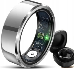 PIERŚCIEŃ FITNESS SMART RINGS WODOODPORNY SREBRNY ROZMIAR 9