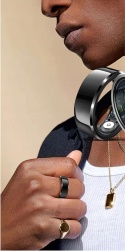 PIERŚCIEŃ FITNESS SMART RINGS WODOODPORNY SREBRNY ROZMIAR 9