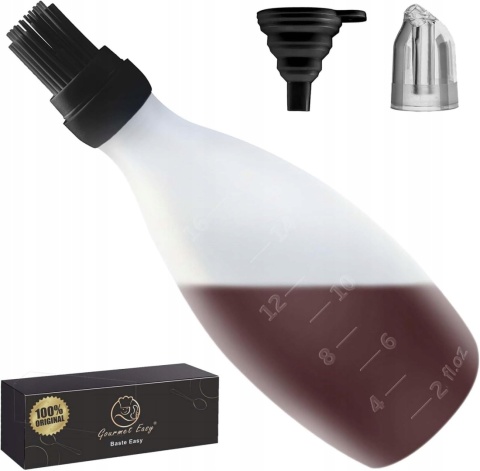 Pędzel silikonowy z dozownikiem 500 ml akcesorium do grilla 2w1