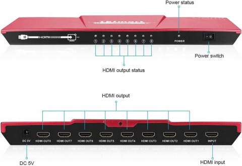 Przełącznik KVM switch 4K Ultra HD 60Hz 1x8 HDMI EDID HDR 10