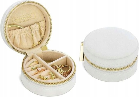Pudełko na biżuterię Organizer na akcesoria Mini 8x4cm Perłowo-biały