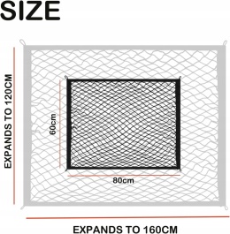 Siatka do bagażnika samochodu rozciągliwa z haczykami 80 x 60 cm
