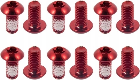 Śruby tarczy hamulcowej roweru M5x10mm Kolor czerwony Zestaw 12szt