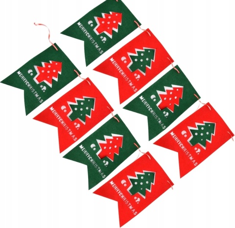 Świąteczny Baner z Chorągiewkami, Uroczy Wzorzysty świąteczny Sztandar