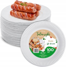 Talerze papierowe jednorazowe ekologiczne biodegradowalne 18cm 100szt
