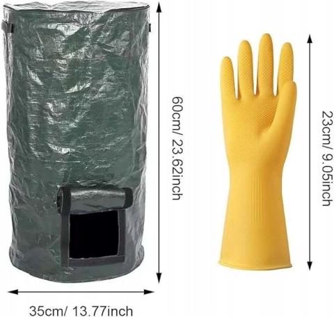 Torba Worek kompostowy do przechowywania odpadów organicznych 2szt 35x60cm