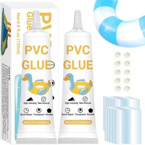 Zestaw naprawczy łatki do naprawy basenu pontonu 2szt Klej PVC 120ml