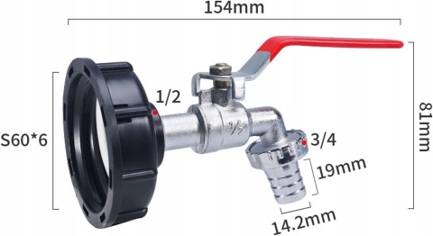 Adapter Zawór zbiornika IBC spustowy 1/2