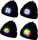 Czapka zimowa ze wbudowaną latarką LED 4 tryby USB Zestaw 4 szt Czarny M