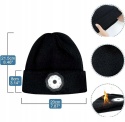 Czapka zimowa ze wbudowaną latarką LED 4 tryby USB Zestaw 4 szt Czarny M