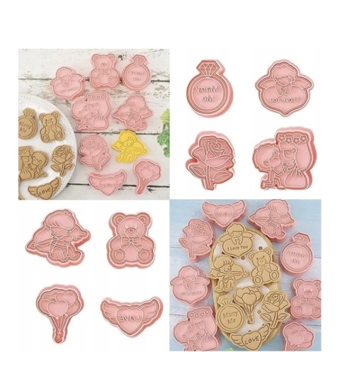Foremki do ciastek 3D na walentynki plastikowe zestaw 8 szt dla zakochanych