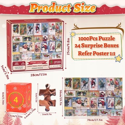 Kalendarz adwentowy Puzzle 1000 eldmentów Świąteczne puzzle