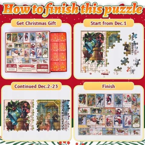 Kalendarz adwentowy Puzzle 1000 eldmentów Świąteczne puzzle