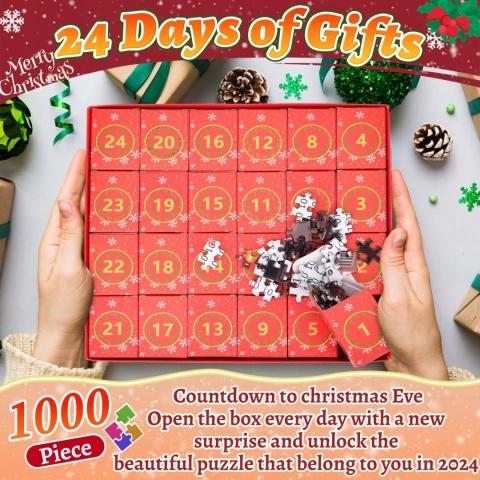 Kalendarz adwentowy Puzzle 1000 eldmentów Świąteczne puzzle