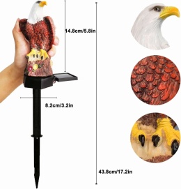 Lampa ogrodowa solarna LED orzeł wodoodporna 44cm