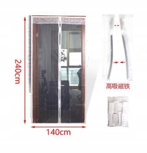 MOSKITIERA NA DRZWI BALKONOWE z MAGNESEM MOCNA 140x240cm CZARNa