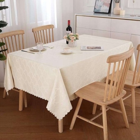 Obrus okrągły zmywalny wodoodporny 350 g/m² 100 x 140cm Kolor beżowy