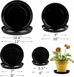 Podstawki ociekowe pod doniczki okrągłe czarne 15-30 cm zestaw 24 szt