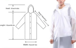 Ponczo Peleryna przeciwdeszczowa uniwersalna długość 115cm L-5XL Biały 2szt