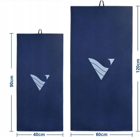 Ręcznik z mikrofibry Sportowy Zestaw 2 szt 120x60 i 90x40cm Kolor granatowy
