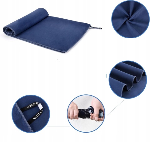Ręcznik z mikrofibry Sportowy Zestaw 2 szt 120x60 i 90x40cm Kolor granatowy