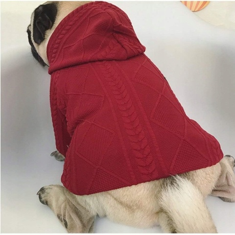 Sweter bluza dla psa z kapturem na zamek błyskawiczny kolor bordowy r. S