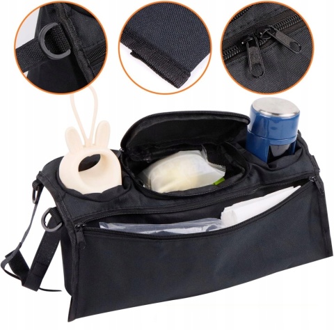 Torba do wózka dziecięcego organizer na kubki materiałowy 37x10,5cm
