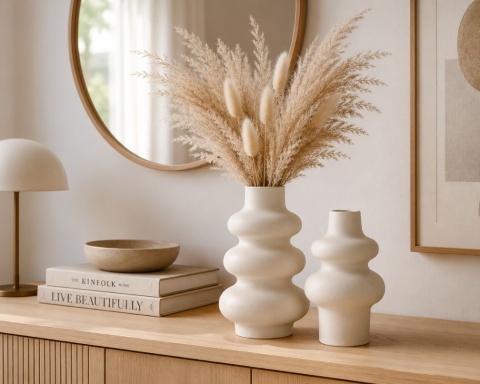 Wazony ceramiczne dekoracyjne zestaw 2szt białe styl skandynawski boho loft