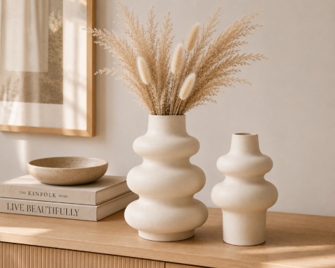 Wazony ceramiczne dekoracyjne zestaw 2szt białe styl skandynawski boho loft