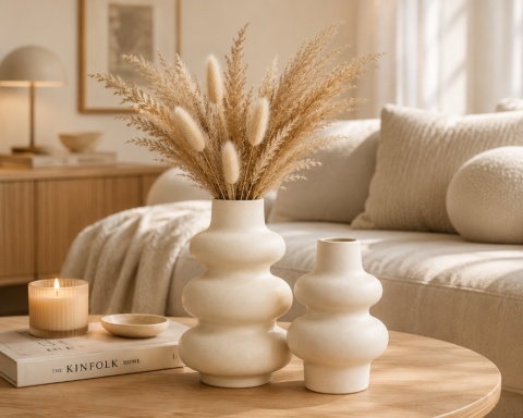 Wazony ceramiczne dekoracyjne zestaw 2szt białe styl skandynawski boho loft