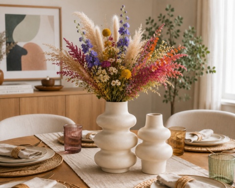 Wazony ceramiczne dekoracyjne zestaw 2szt białe styl skandynawski boho loft