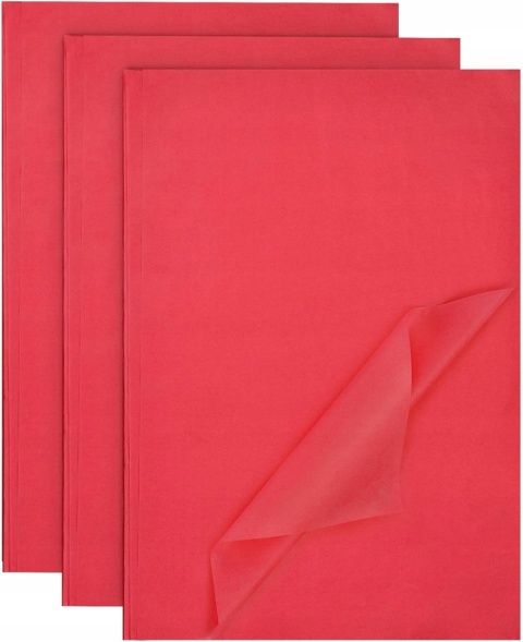 Bibuła Gładka 50 cm x 35 cm Czerwona Bibuła 60 Arkuszy do Pakowania
