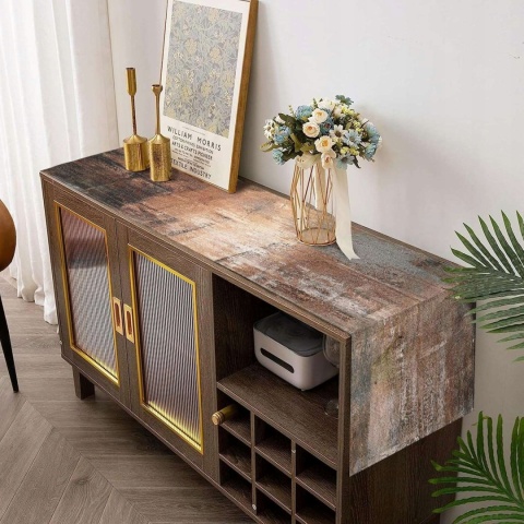 Bieżnik na stół lniany obrus dekoracja vintage brązowa 33 x 183 cm
