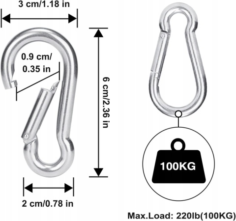 Karabińczyk Stal nierdzewna Do Wędkowania Kempingu Zestaw 12szt Do 100kg