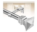 Karnisz pojedynczy na firanki zasłony drążek 76- 224 cm srebrny metalowy