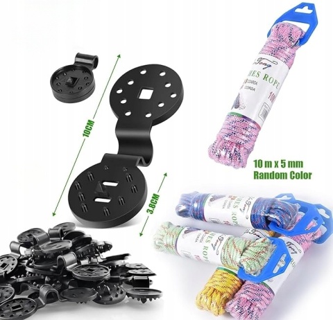 Klipsy Spinacze Do Tkanin Zacieniających Plastikowe 50 Szt Z Nylonową Liną