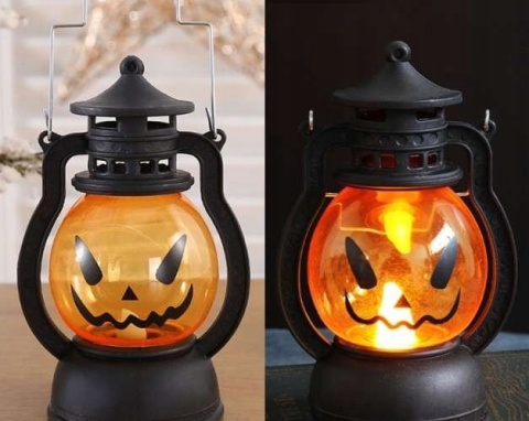 Latarnia na Halloween dekoracja świecąca na baterie wzór dyni 3 sztuki