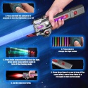 Miecz świetlny LED RGB laserowy zabawka z dzwiękiem teleskopowy 68cm